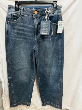 Democracy woman’s acid Medium Wash Barrel-Leg Skyrise tummy slimming 8 stretch
